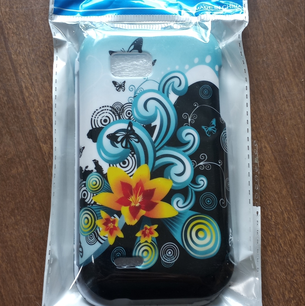 LG C800 Floral Pattern Phone Case - Black and Blue